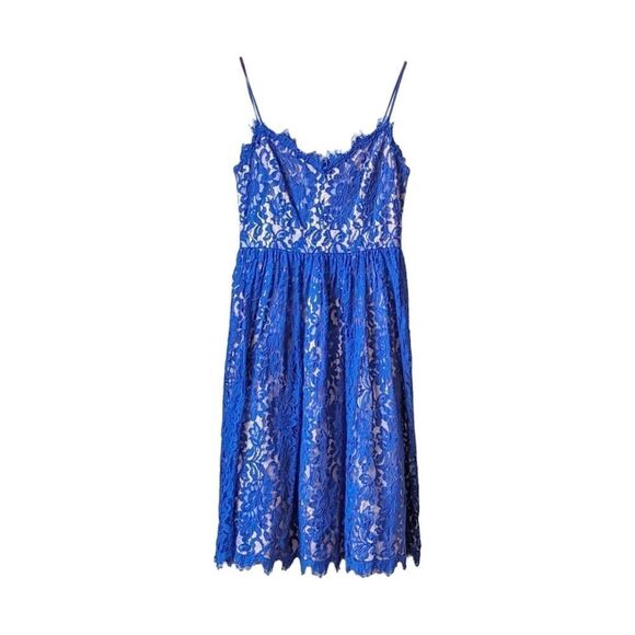 Eliza J Lace Cobalt Blue Illusion Dress Women's Sz 10 Pockets Adjustable NWOT - Picture 6 of 16